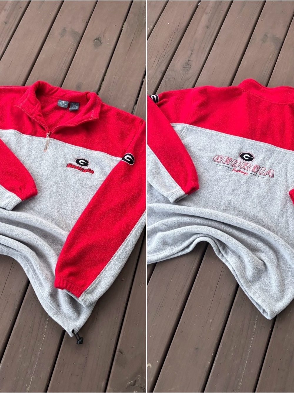 Georgia Bulldogs Mens XL Red Grey Fleece Quarter Zip